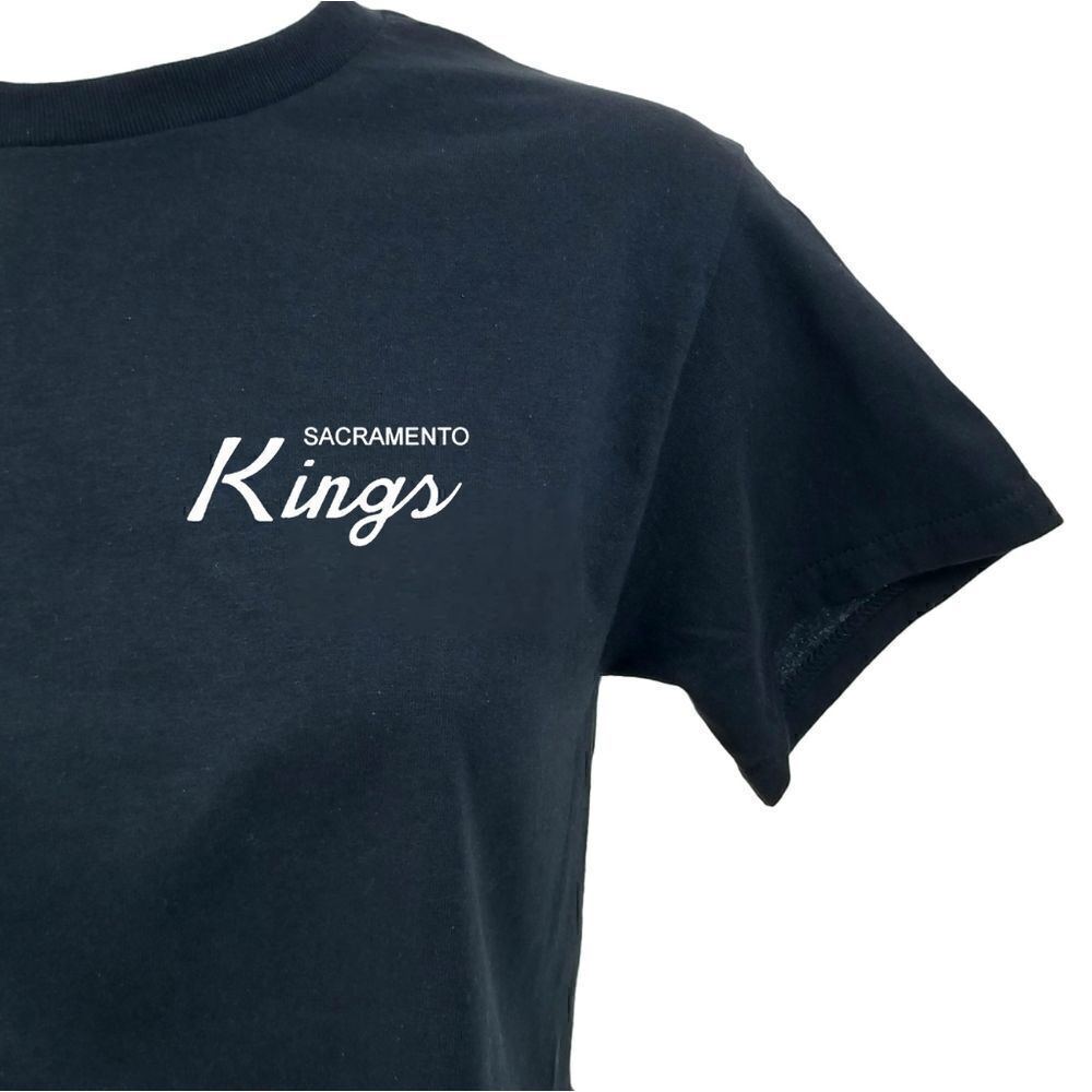 SACRAMENTO KINGS Double Script Retro Logo "Cropped" Crop Top Basketball Tee - Picture 4 of 6